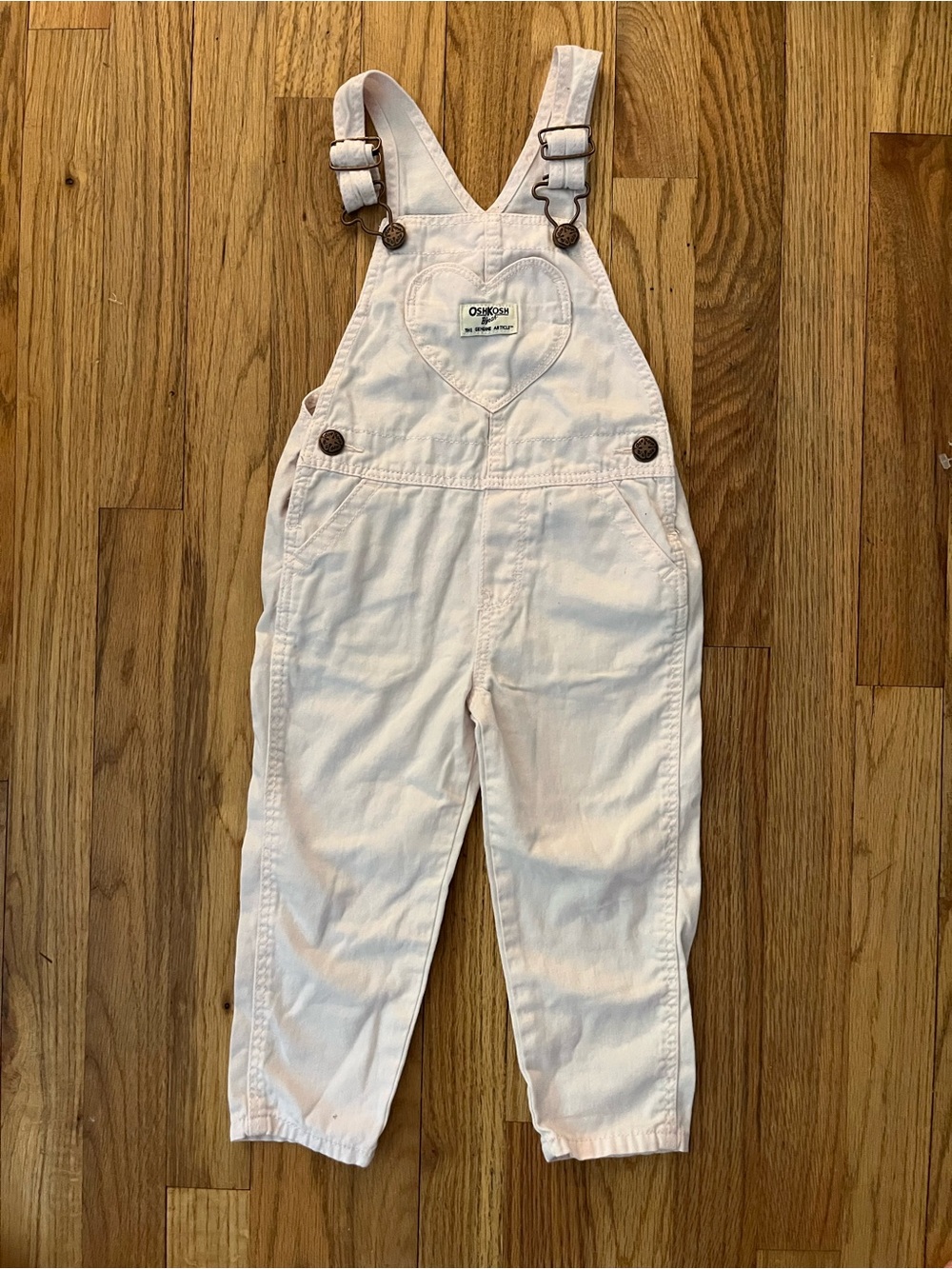 OshKosh B'gosh Pale Pink Heart Bib Girls Overalls